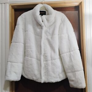 Ambiance Outerwear, Size: 1X, White Faux Fur Coat